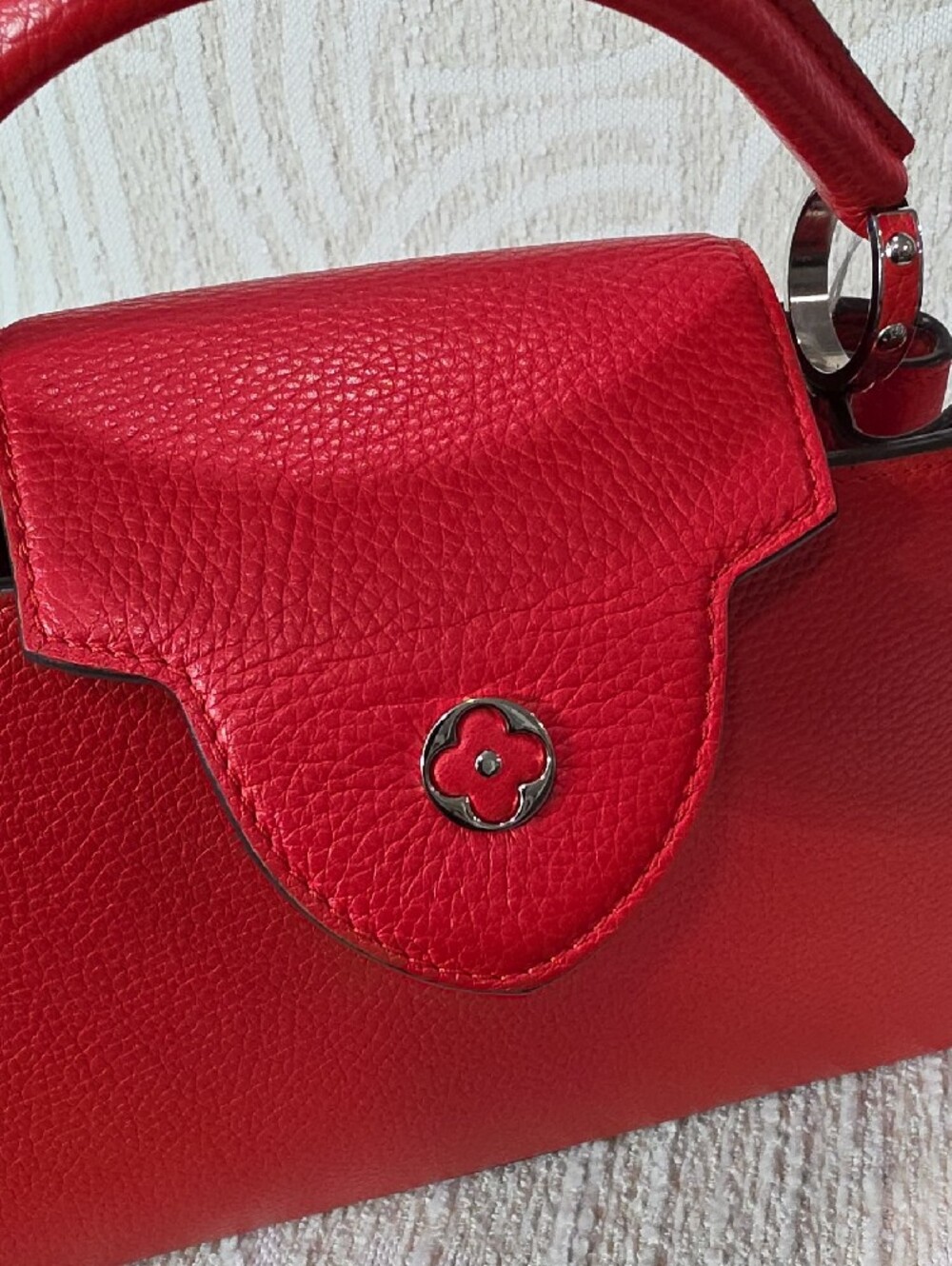Louis Vuitton Red Capucines BB Leather Top-Handle Satchel with Strap - Picture 11 of 13